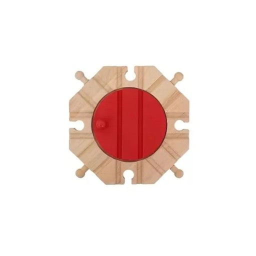 Houten draaischijf spoor 14 x 14 x 1,2 cm Draaiend middelpunt van het spoor Verbinding van meerdere richtingen Uitbreiding van de treinbaan Praktisch draaigedeelte voor kinderen