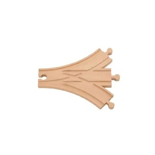Houten grote wisselbaan 15,4 x 13,7 x 1,2 cm Drie takken voor het leiden van de spoorlijn Meerdirectioneel onderdeel voor het maken van takken en het uitbreiden van de houten spoorbaan