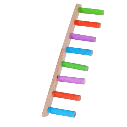 Houten ladder voor papegaaien 39 x 9 cm Kooispeelgoed met 8 treden Natuurlijk materiaal Klimhulpmiddel voor grasparkieten en kleine vogels