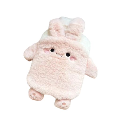 Hrejivý plyšový termofor Kawaii králik 750 ml 25,5 x 17,5 cm Fľaša na horúcu vodu Ohrievačka brucha rúk nôh bezpečná proti výbuchu