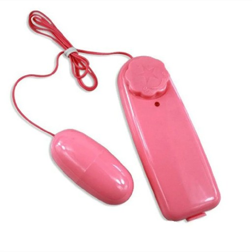 Huevo vibrador rosa con controlador con cable y ajuste suave de la intensidad de la vibración mediante una rueda giratoria, empaque discreto.