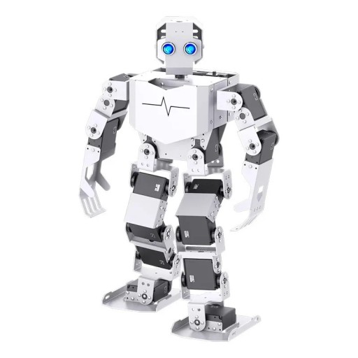 Humanoid robot mesterséges intelligenciával, hang- és képfelismeréssel, programozható STM32 és ESP32, fehér, a programozás és robotika oktatásához