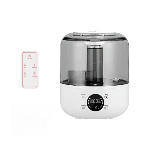 Humidificador de ar 18 x 22,5 cm 3 l com esterilização UV Ecrã para ajuste de humidade Controlo remoto Funcionamento silencioso Humidificação doméstica