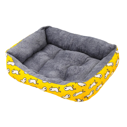 Hundeseng og katteseng 90 x 70 cm Varm sofa af PP og bomuld Åndbar seng med sjovt andemotiv Behageligt sted til hvile