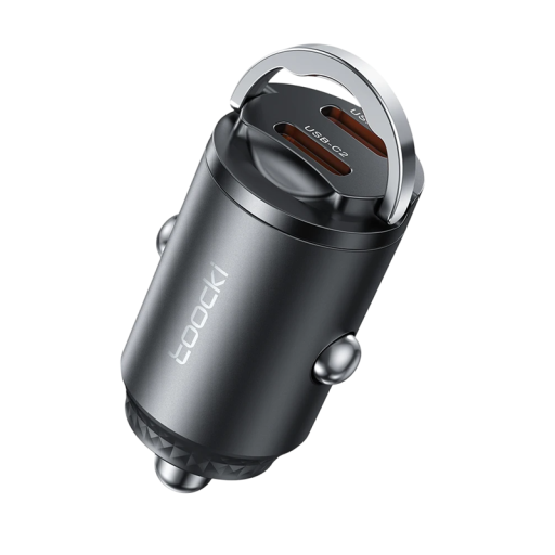 Hurtig biloplader 45W 2× USB C med dobbeltport hurtigoplader til cigarettænderopladning af telefon i bilen dobbelt USB-C-udgang
