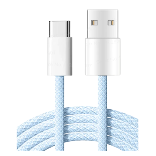 Hurtigopladende USB C og USB A datakabel 1,5 m 35W 6A til opladning og synkronisering af type C, holdbart langt telefonkabel