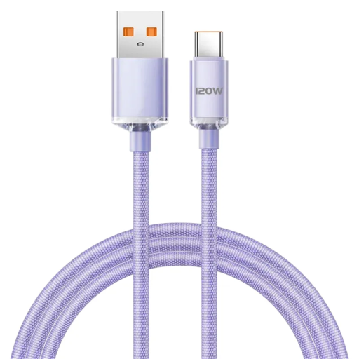 Hurtigopladende USB C- og USB A-kabel 2 m 120 W 6 A nylonflettet datakabel Superhurtig opladning Dataoverførselsenhedskompatibilitet
