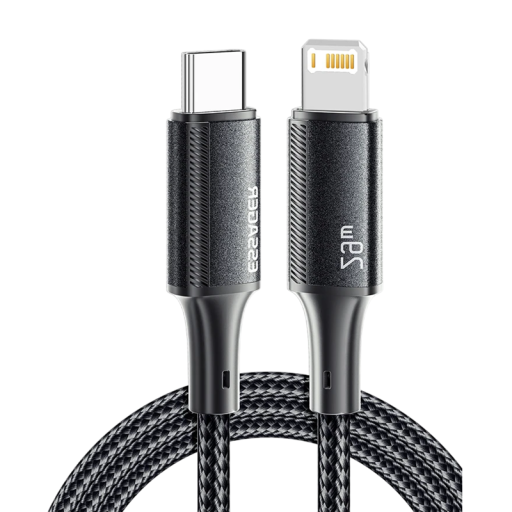 Hurtigopladerkabel 25 cm USB C til iPhone Lightning 29 W 3A kort, solidt og holdbart datakabel til hurtig opladning af sorte iOS-enheder