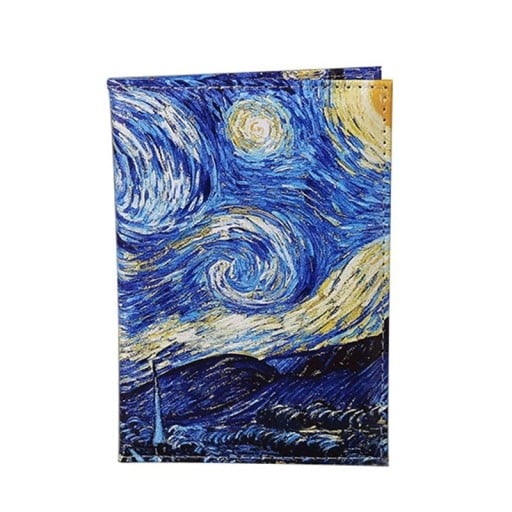 Husă de călătorie pentru documente cu un imprimeu artistic deosebit Husa din piele PU cu margini cusute Pentru călători Dimensiune 14 x 9,6 cm