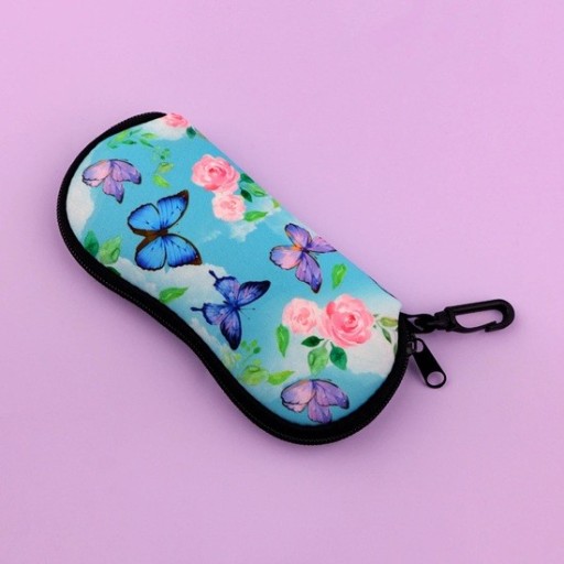 Husă de ochelari 17,9 x 8,5 cm cu fluturi Fermoar și carabină Husă de protecție pentru ochelari cu decor fluturi pentru utilizare zilnică