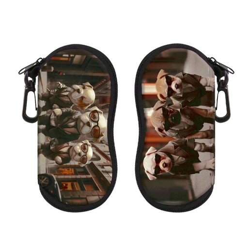 Husă de ochelari 17,9 x 8,5 cm cu motiv de câini mafioți în stil gangster Ochelari de soare Costume Fermoar și carabină