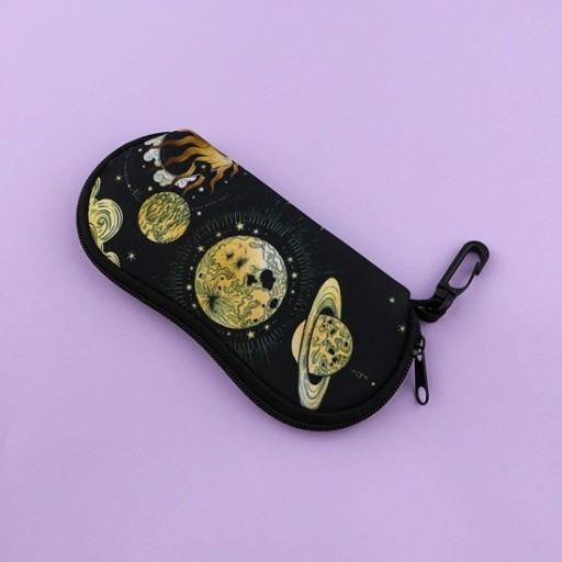 Husă de ochelari 17,9 x 8,5 cm cu motiv planetelor Univers Sistem solar Husă elegantă Închidere cu fermoar Carabină Protecție ochelari