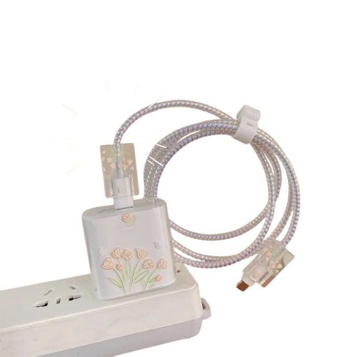 Husă de protecție din silicon pentru încărcător și cabluri cu motiv floral