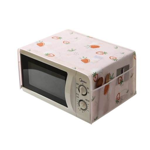 Husă de protecție pentru cuptorul cu microunde 85 x 35 cm husă impermeabilă cu buzunare motiv căpșuni împotriva prafului și murdăriei din bucătărie