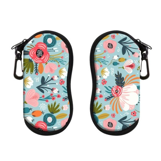 Husă pentru ochelari 17,9 x 8,5 cm cu motiv de maci Imprimeu floral Închidere cu fermoar Husă de protecție cu carabină pentru agățare