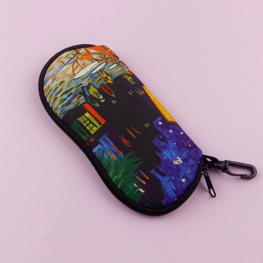 Husă pentru ochelari 17,9 x 8,5 cm cu motiv de oraș nocturn Stil pictural Viață de noapte urbană Design artistic Fermoar și carabină