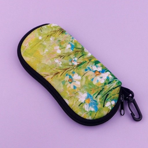 Husă pentru ochelari 17,9 x 8,5 cm cu motiv floral Design pictural Stil artistic Închidere cu fermoar Carabină pentru agățare