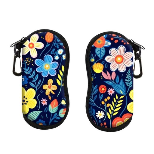 Husă pentru ochelari 17,9 x 8,5 cm Fermoar cu carabină Model floral colorat Protecție ochelari Husă de design pentru călătorii și acasă