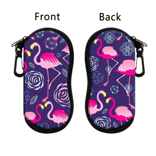 Husă pentru ochelari 17,9 x 8,5 cm Motiv flamingo Închidere cu fermoar Carabină pentru prindere Husă de protecție pentru ochelari de soare și ochelari de vedere