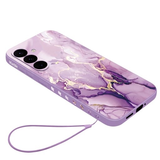 Husă pentru Samsung Galaxy S26 Ultra cu șnur pentru mână Design marmorat Husă flexibilă TPU pentru oraș și excursii