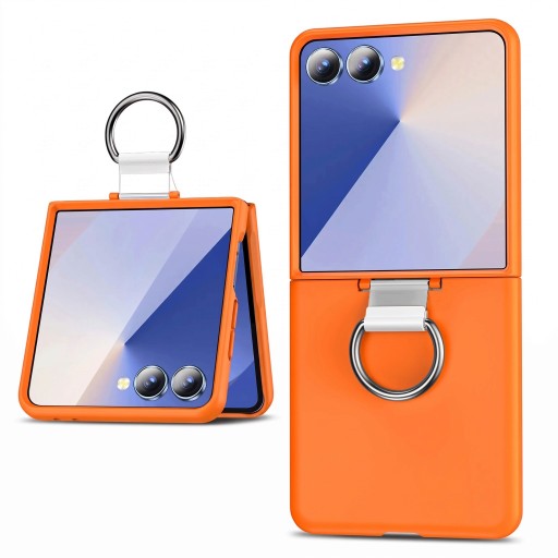 Husă pentru Samsung Galaxy Z Flip 3 Husă din plastic rezistent la șocuri Inel pentru deget la balama Husă în două părți