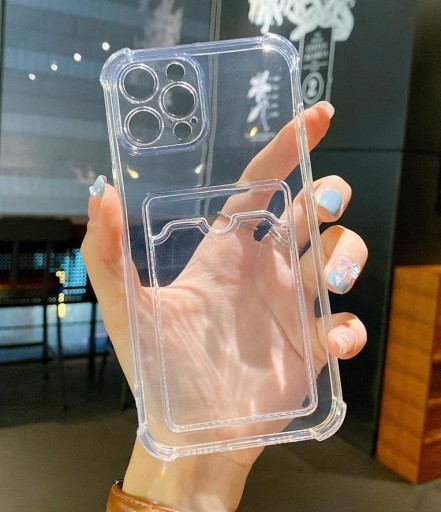 Husa transparenta cu buzunar pentru card pentru iPhone 15 Pro