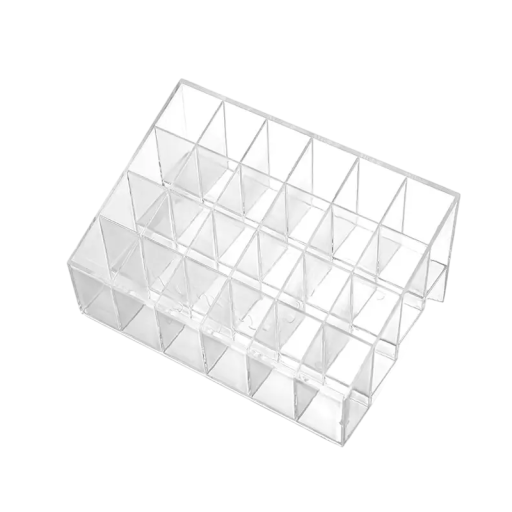 Huulipunahylly 10,5 x 15 x 7,5 cm Muovinen teline PP:stä 24 lokeroa 2,5 x 2,5 cm Läpinäkyvä kosmetiikkapidike meikille
