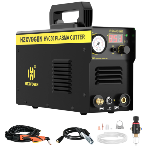 HVC50 inverteres plazmavágó IGBT max 15 mm 220 V 50-60 Hz 34,5 x 12,5 x 20 cm fekete acél, rozsdamentes acél, alumínium és lemezek vágásához
