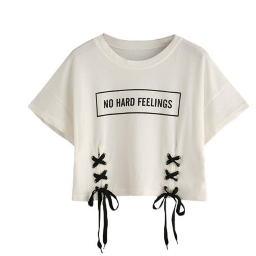 Hvid crop top med snørebånd til kvinder