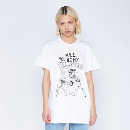 Hvid dame-T-shirt med print A389