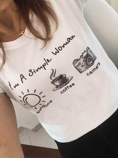 Hvid dame-T-shirt med print A796