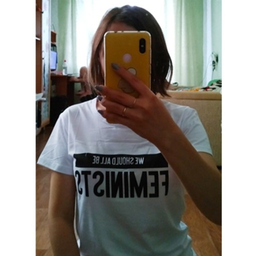 Hvid dame-T-shirt med print A802