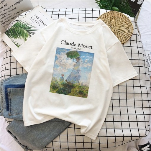 Hvid dame-T-shirt med print B251