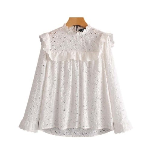 Hvid hulblonde bluse
