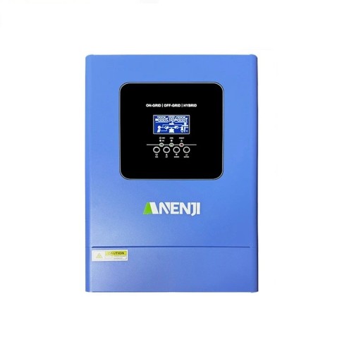 Hybrid solcelleomformer MPPT 6200 W 48 V udgang 230 V AC opladning 120 A og PV 6500 W i 500 V DC parallelt 12 enheder blå med WiFi