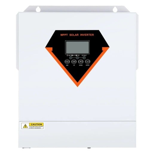 Hybride zonne-omvormer MPPT 5500 W 48 V pure sinusgolf AC 230 V 50 Hz opladen 100 A PV 500 V DC wit voor fotovoltaïsche systemen en woningen