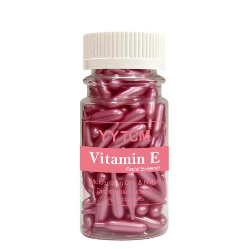 Hydraterende gezichtscapsules met vitamine E, eenmalige essence voor het gezicht in een pot, verpakking van 90 stuks, roze druppels, dagelijkse en nachtelijke verzorging