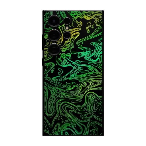 Hydrogel beschermfolie voor de Samsung Galaxy S25 Ultra voor de achterkant van de telefoon met abstract golvend patroon in zwart en groen
