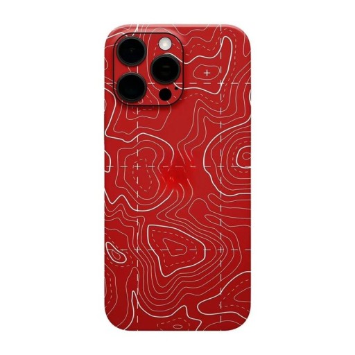 Hydrogel beschermfolie voor iPhone 17 Pro Max achterzijde rood met contourenkaartmotief