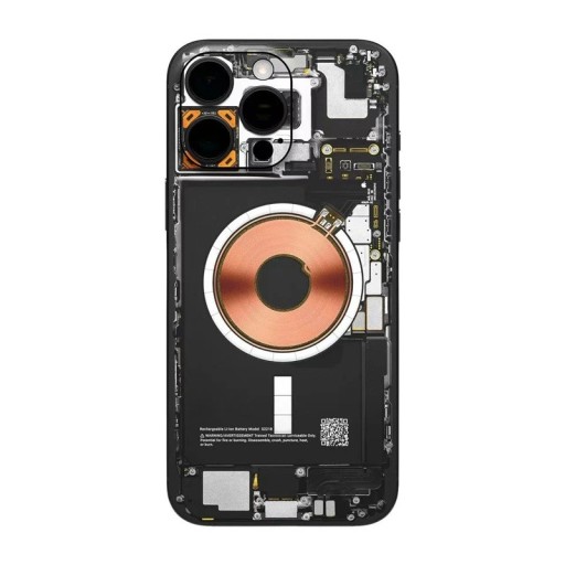 Hydrogel skyddande folie för iPhone 17 på baksidan med motiv av telefonens inre komponenter