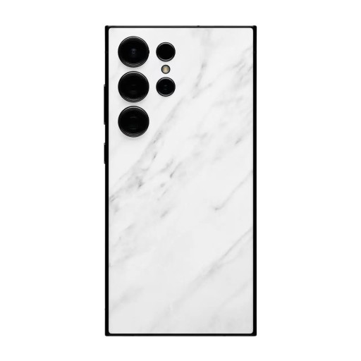 Hydrogel skyddfilm för Samsung Galaxy S24 på baksidan av telefonen med vit marmorering och grå ådring