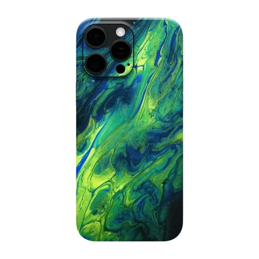 Hydrogel skyddsfilm för iPhone 16 på baksidan, grön-blå marmor design