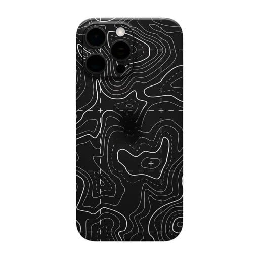 Hydrogelbeskyttelsesfolie til iPhone 16 Pro Max til bagsiden sort med motiv af konturlinje kort