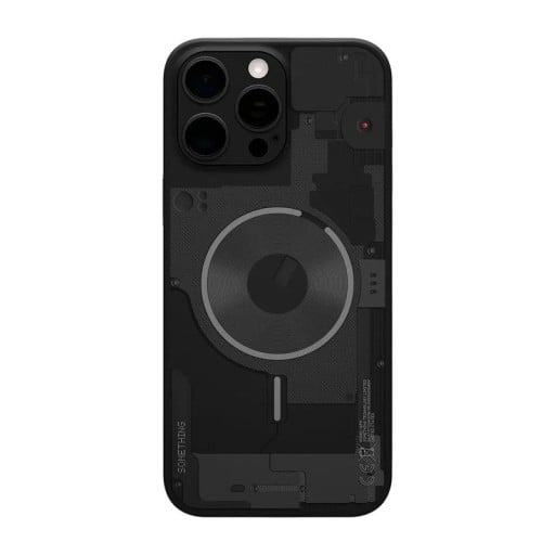 Hydrogelová ochranná fólia pre iPhone 15 Pro Max na zadnú stranu čierna s motívom vnútorných súčastí telefónu