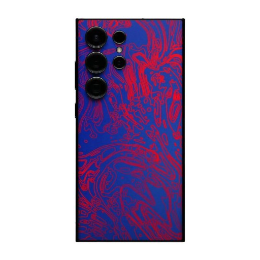 Hydrożelowa folia ochronna dla Samsung Galaxy S24 na tylną stronę telefonu z abstrakcyjnym falistym wzorem w niebieskiej i czerwonej kolorystyce