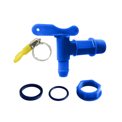 IBC ventieladapter voor tank G3/4 25,5 mm plastic kraan blauw met slanguitgang 5/8 waterstroomregeling voor vaten en irrigatie