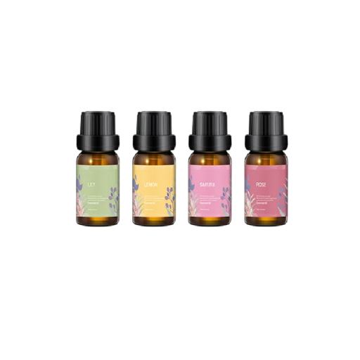 Illóolaj készlet diffúzorhoz 4×10 ml rózsa citrom sakura liliom illóterápia otthoni használatra és a belső tér illatosítására