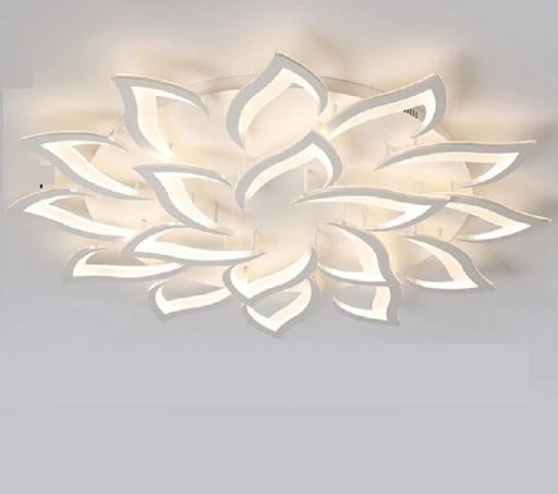 Illuminazione a soffitto LED a forma di fiore 170 W Moderno lampadario bianco con telecomando 110 x 12 cm