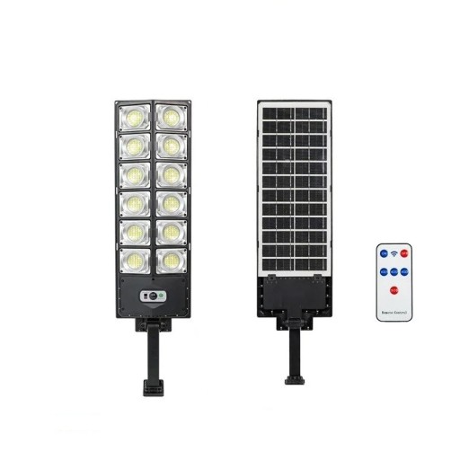 Iluminação solar exterior de rua 62x16,5 cm Luz à prova de água para o jardim com sensor de movimento Controlo remoto Painel LED integrado Pátio