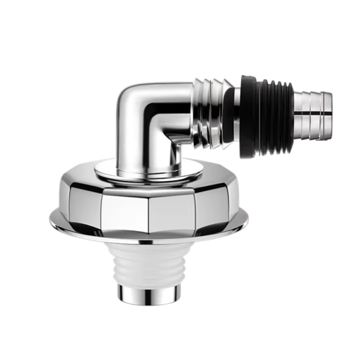 Îmbinare curbată pentru scurgerea de podea a mașinii de spălat, cromată, adaptor universal pentru furtun pentru mașină de spălat vase și tocător de resturi, spălare gravitațională